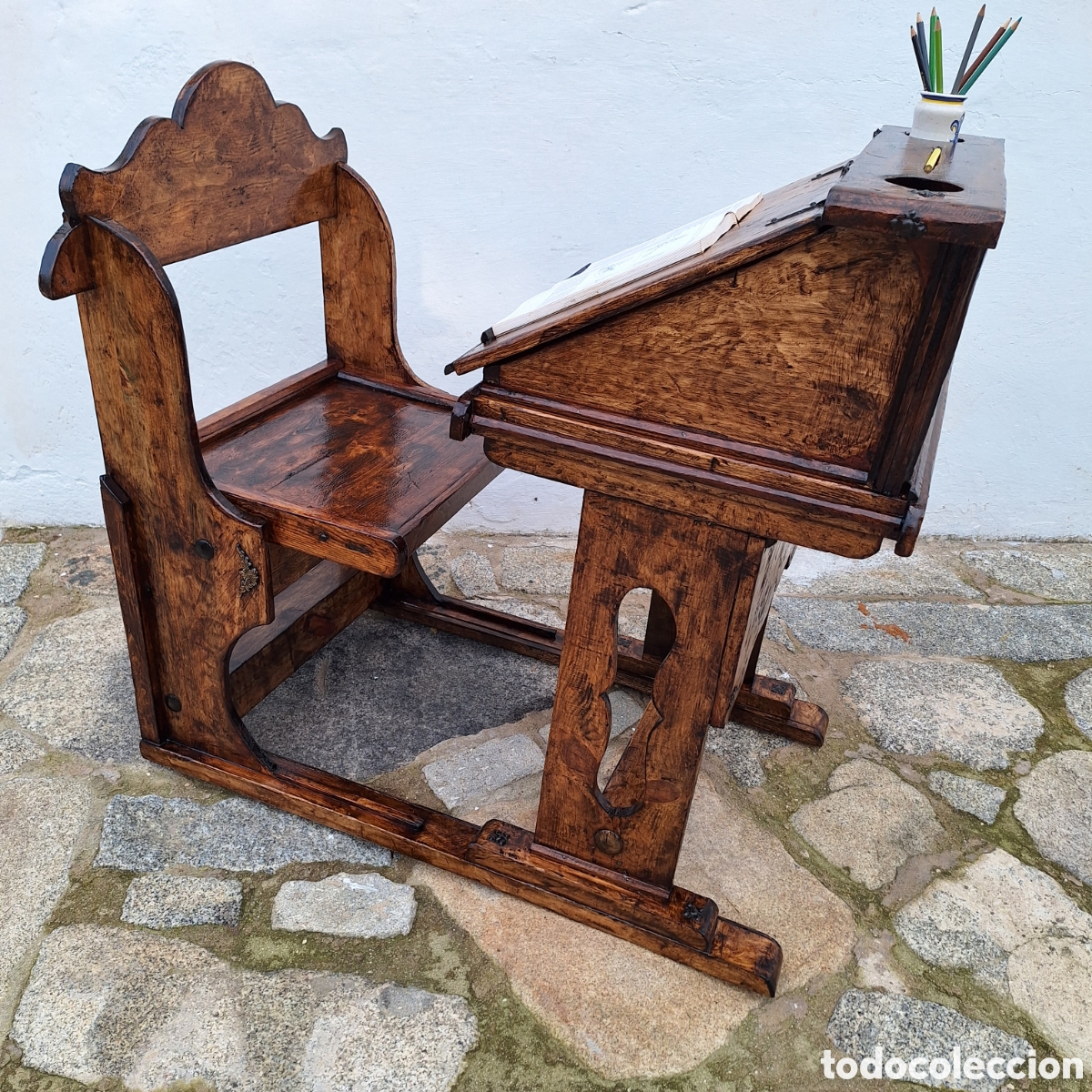 Antig&uuml;edades: Pupitre de de escuela de madera - Foto 6