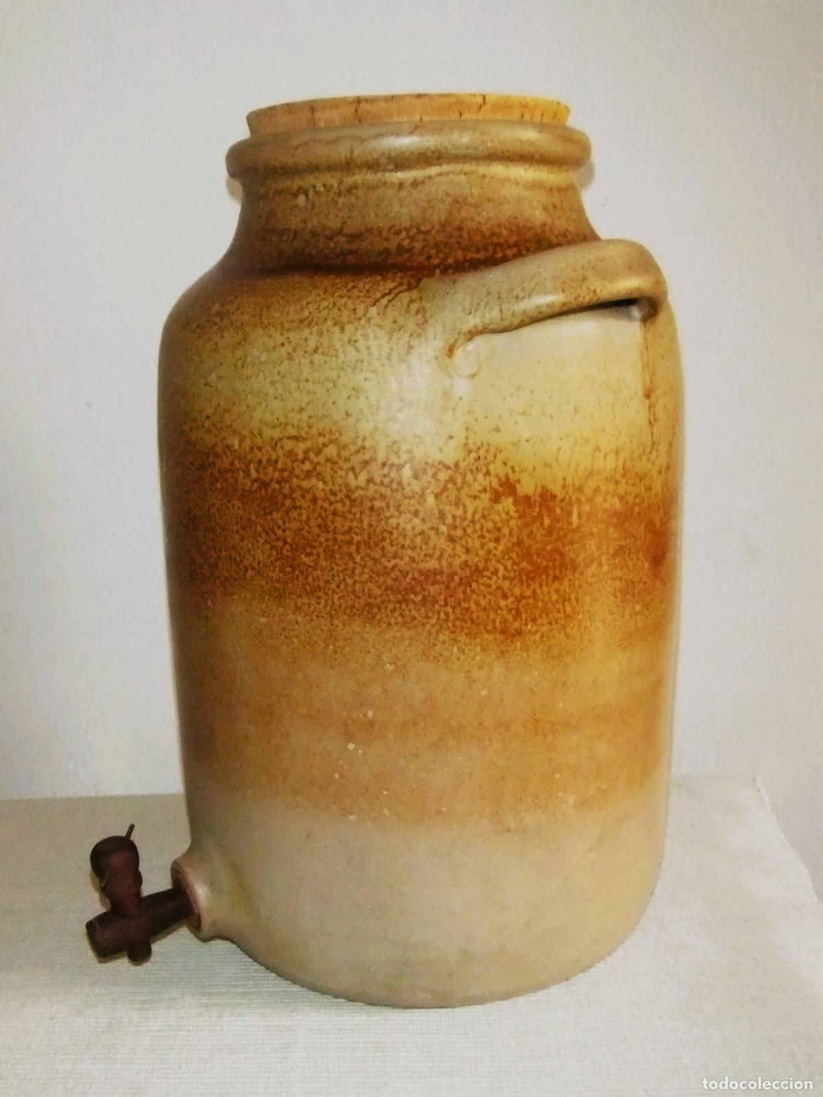 Antig&uuml;edades: GRAN TARRO PARA VINAGRE DE GRES CON GRIFO, FRANCIA, VINTAGE - Foto 3