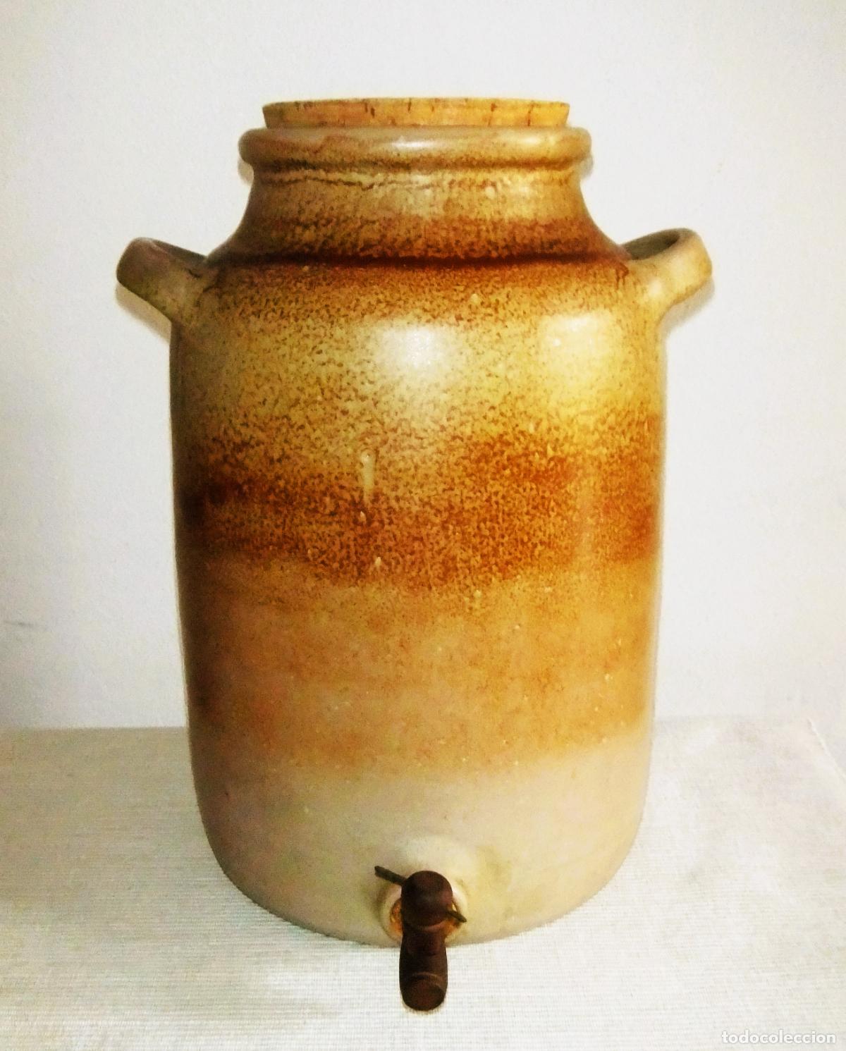 Antig&uuml;edades: GRAN TARRO PARA VINAGRE DE GRES CON GRIFO, FRANCIA, VINTAGE - Foto 1