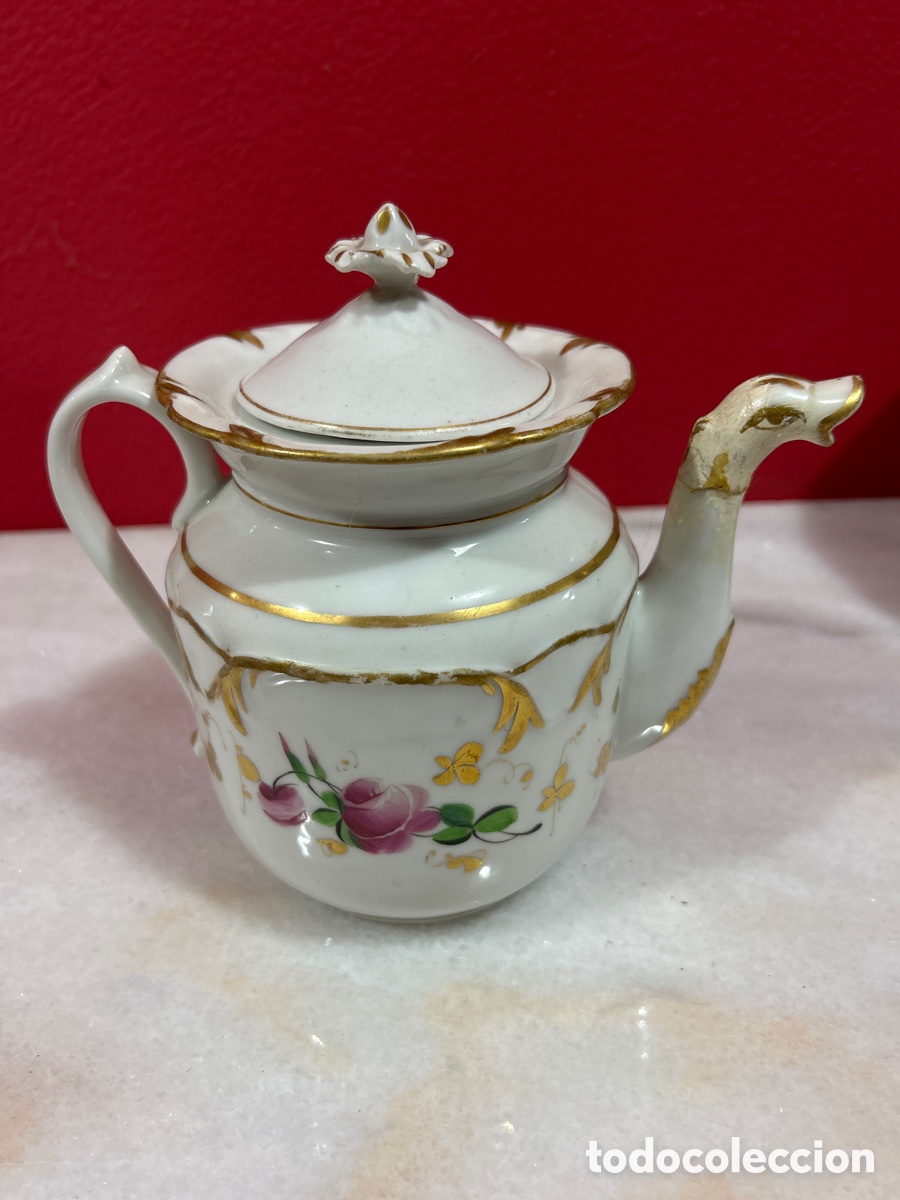 Antig&uuml;edades: Cafetera de porcelana viejo paris - Foto 2