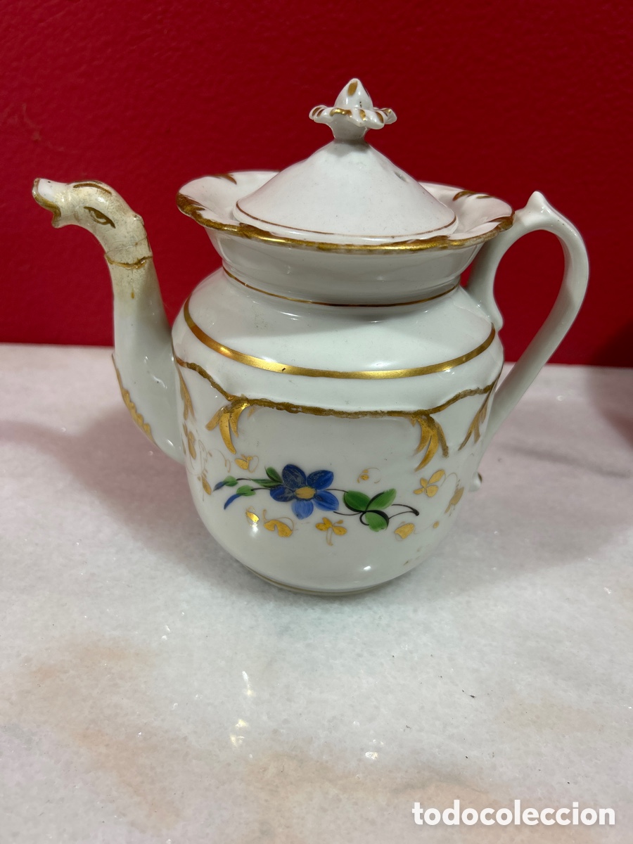 Antig&uuml;edades: Cafetera de porcelana viejo paris - Foto 1