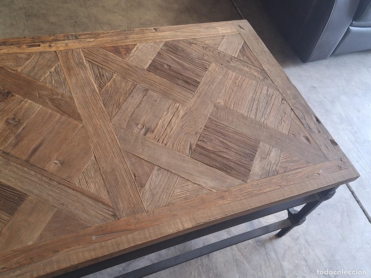 Antig&uuml;edades: Mesa baja rectangular de centro en metal y olmo macizo - Foto 3