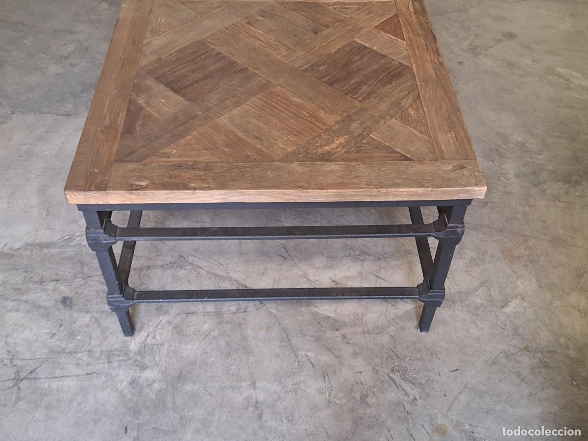 Antig&uuml;edades: Mesa baja rectangular de centro en metal y olmo macizo - Foto 4