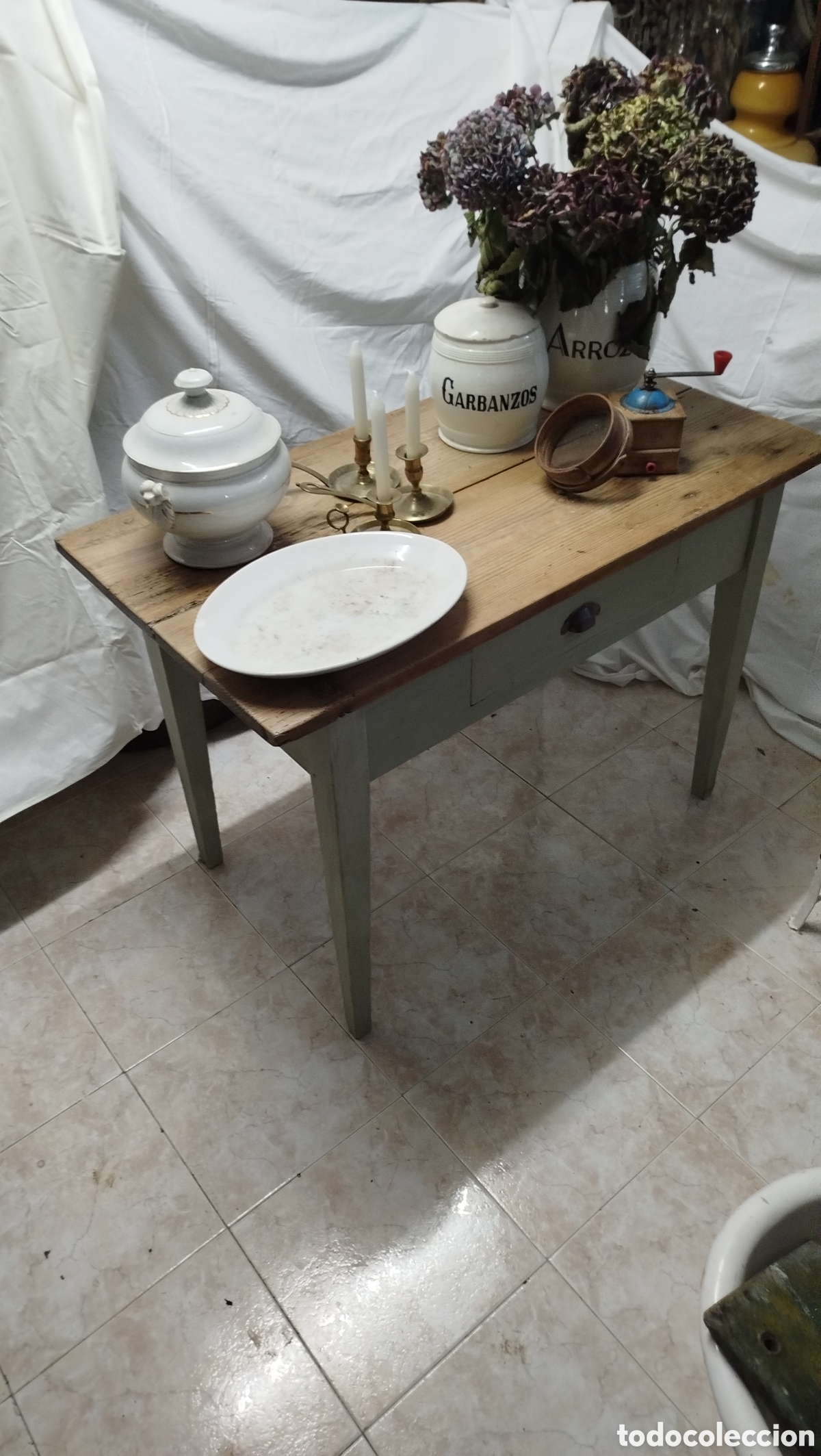 Antig&uuml;edades: Mesa tocinera de cocina - Foto 11