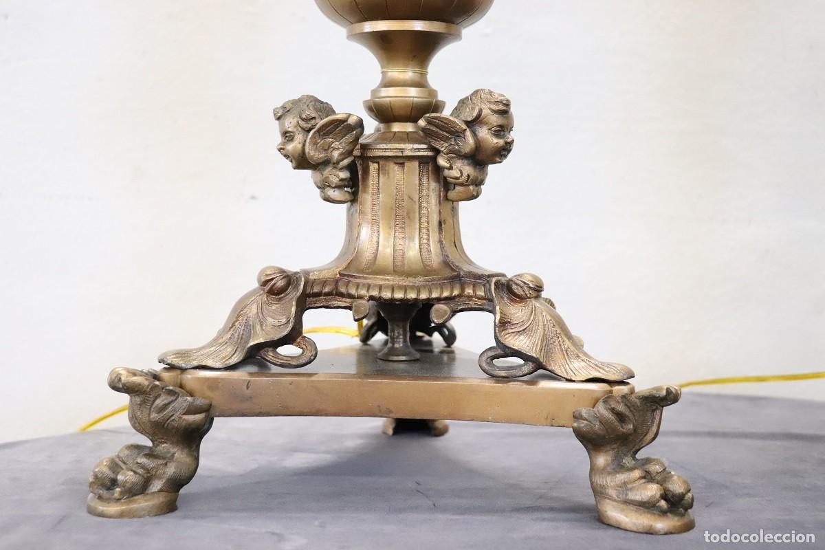 Antig&uuml;edades: L&aacute;mparas de mesa de bronce de 7 luces, finales del siglo XIX - Foto 5