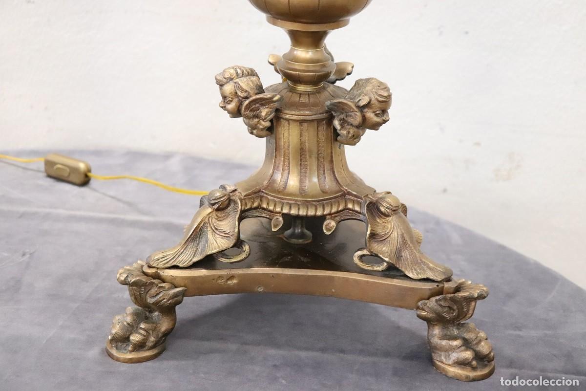 Antig&uuml;edades: L&aacute;mparas de mesa de bronce de 7 luces, finales del siglo XIX - Foto 9
