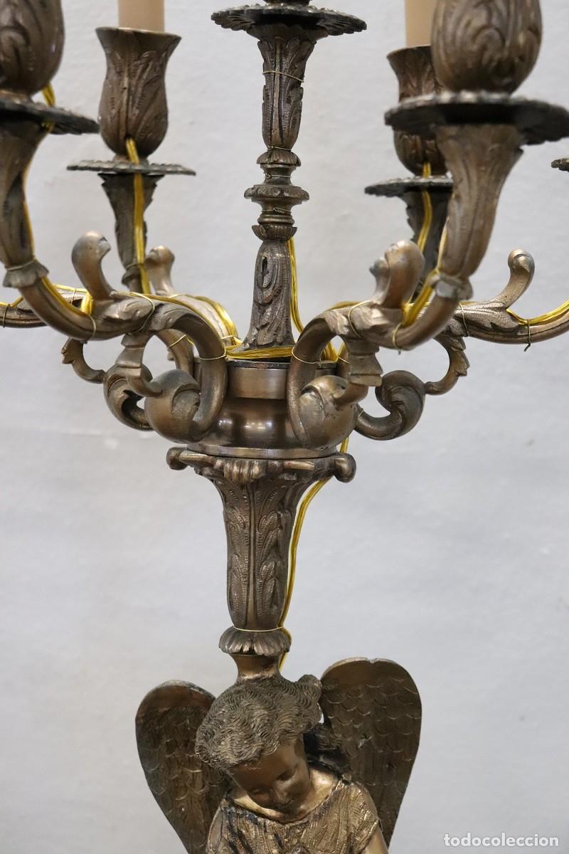 Antig&uuml;edades: L&aacute;mparas de mesa de bronce de 7 luces, finales del siglo XIX - Foto 11