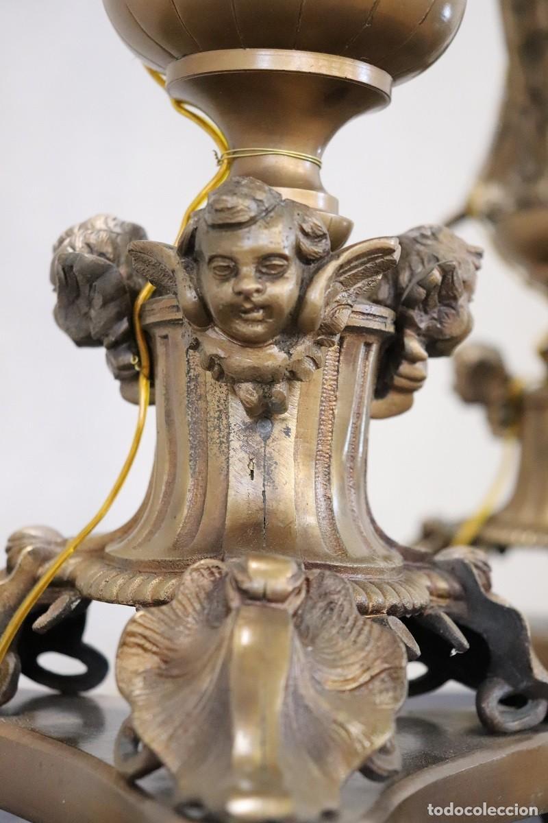Antig&uuml;edades: L&aacute;mparas de mesa de bronce de 7 luces, finales del siglo XIX - Foto 13