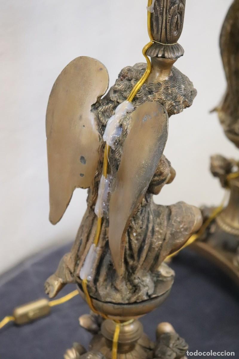 Antig&uuml;edades: L&aacute;mparas de mesa de bronce de 7 luces, finales del siglo XIX - Foto 15