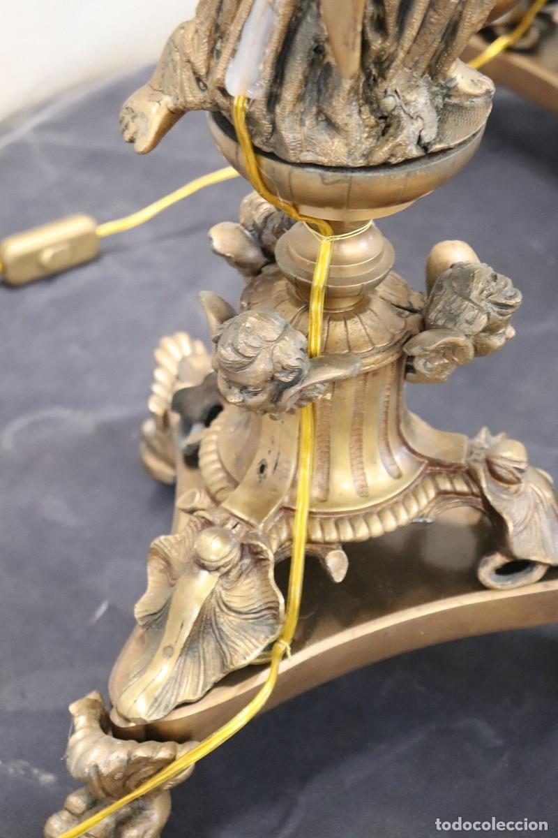Antig&uuml;edades: L&aacute;mparas de mesa de bronce de 7 luces, finales del siglo XIX - Foto 16