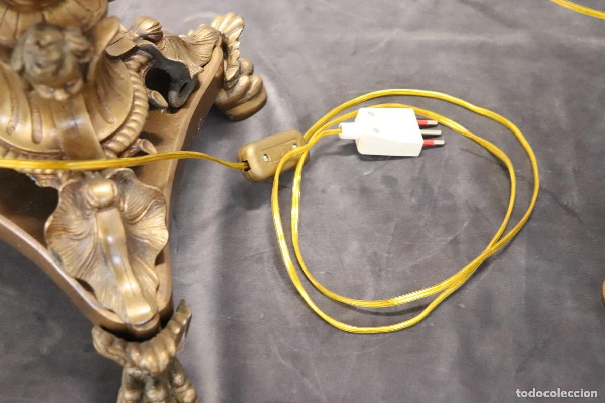 Antig&uuml;edades: L&aacute;mparas de mesa de bronce de 7 luces, finales del siglo XIX - Foto 17