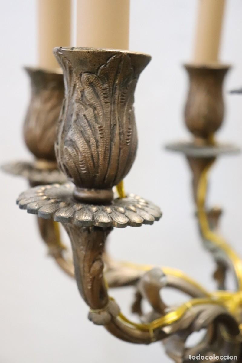 Antig&uuml;edades: L&aacute;mparas de mesa de bronce de 7 luces, finales del siglo XIX - Foto 18