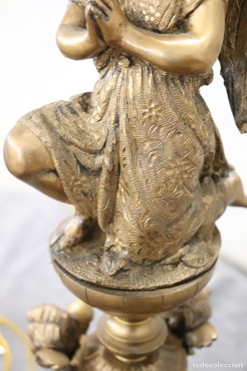 Antig&uuml;edades: L&aacute;mparas de mesa de bronce de 7 luces, finales del siglo XIX - Foto 21