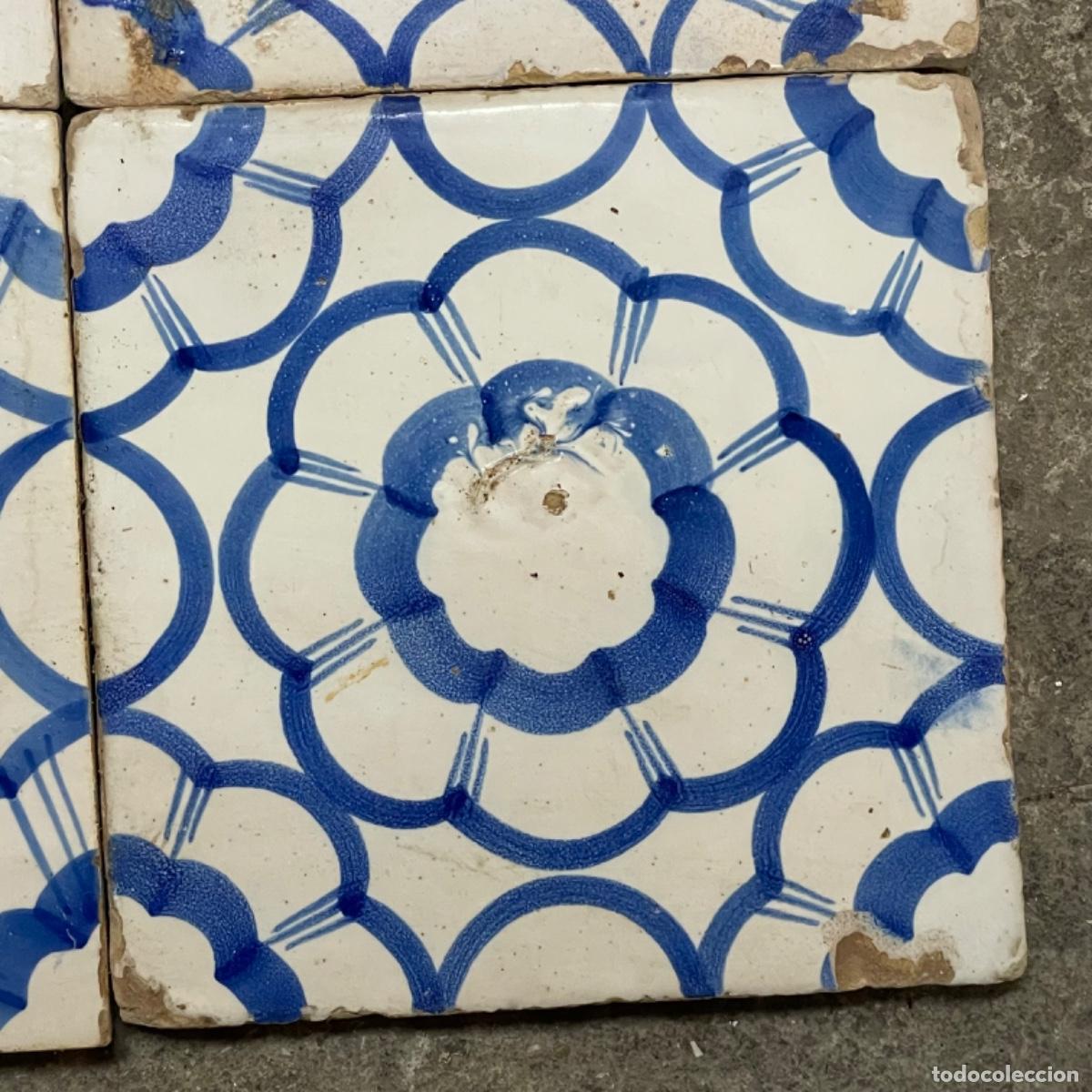 Antig&uuml;edades: Cuadro de 4 Azulejos - Manises S.XIX - Foto 3