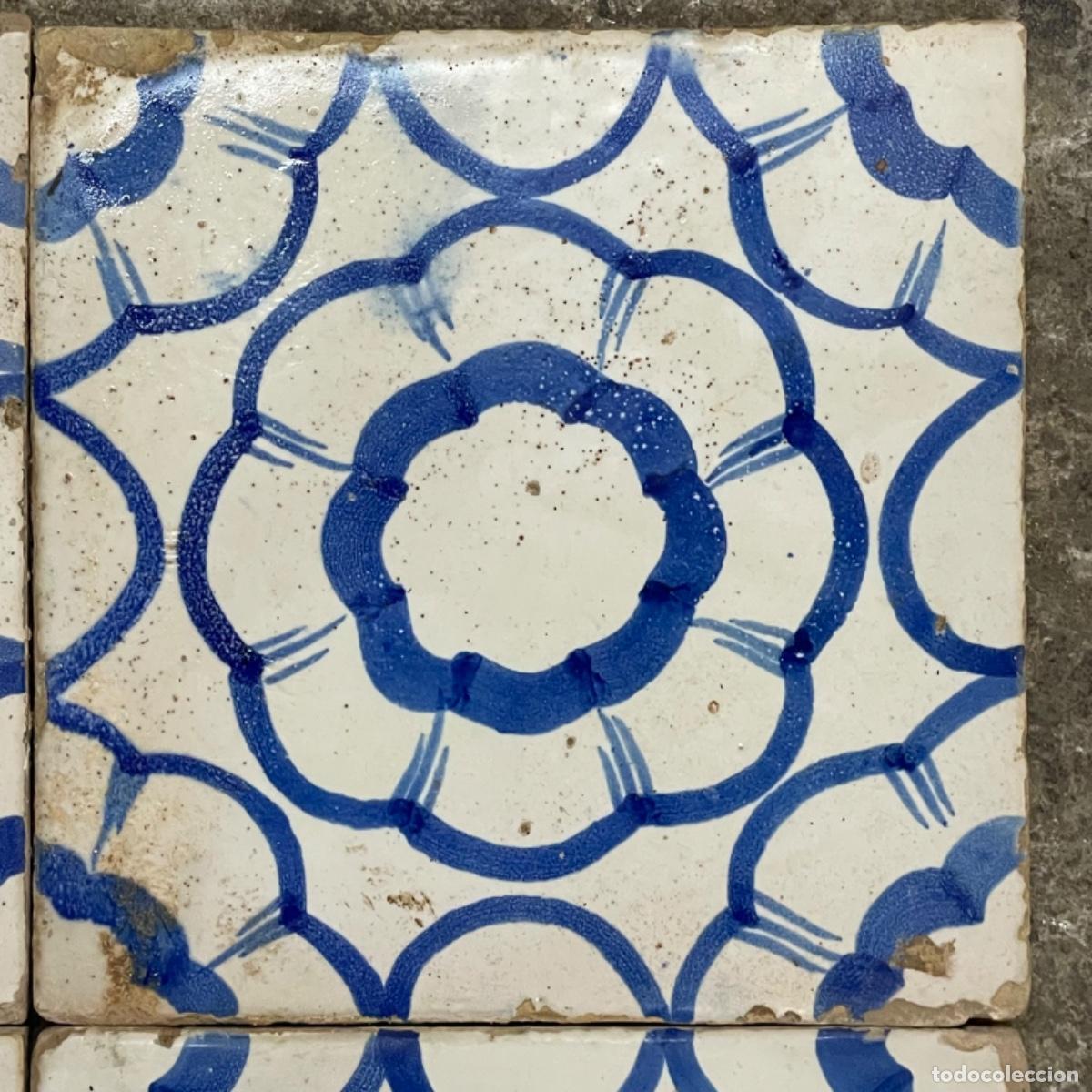 Antig&uuml;edades: Cuadro de 4 Azulejos - Manises S.XIX - Foto 4