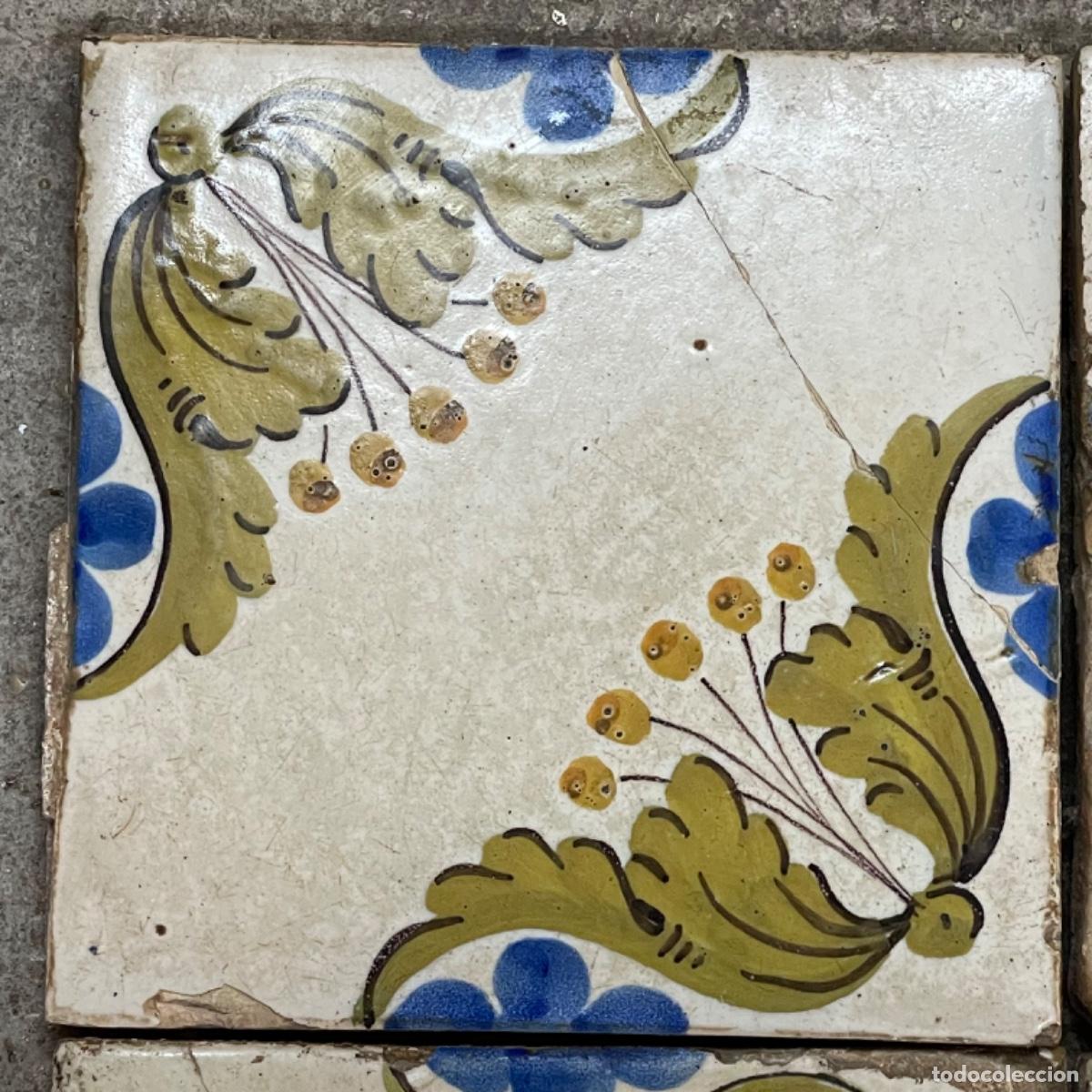 Antig&uuml;edades: Cuadro de 4 Azulejos - Manises S.XIX - Foto 2
