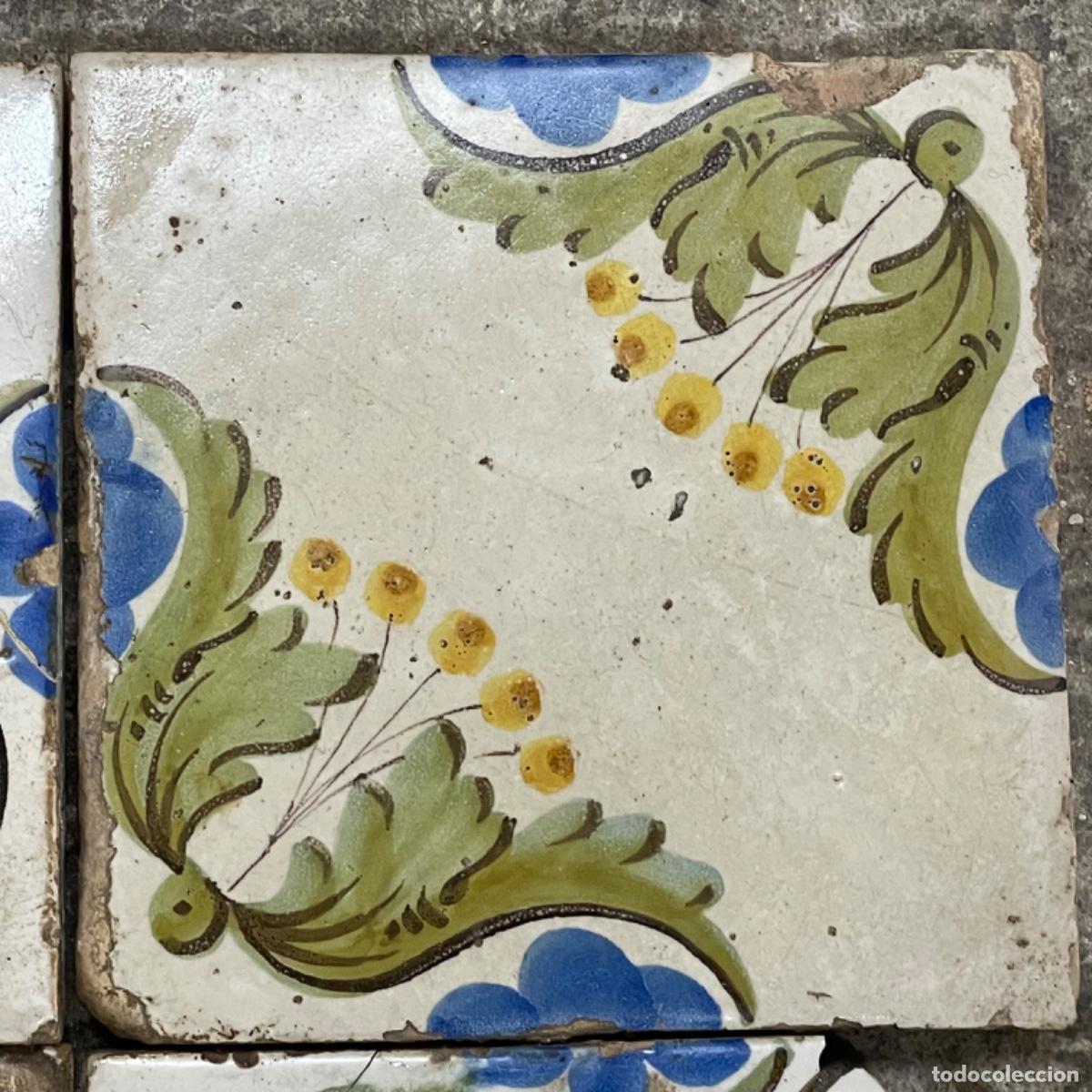 Antig&uuml;edades: Cuadro de 4 Azulejos - Manises S.XIX - Foto 3