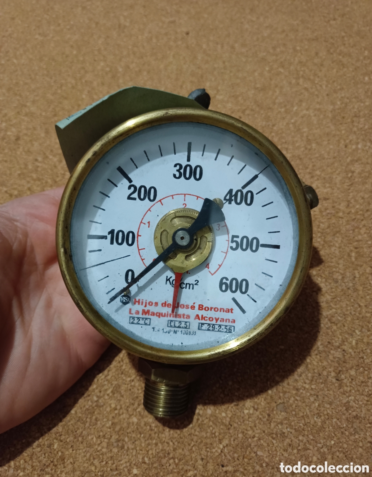 Antiquit&auml;ten: Antiguo manometro Kg/cm2 hijos de jose boronat , la maquinista alcoyana 600kg
