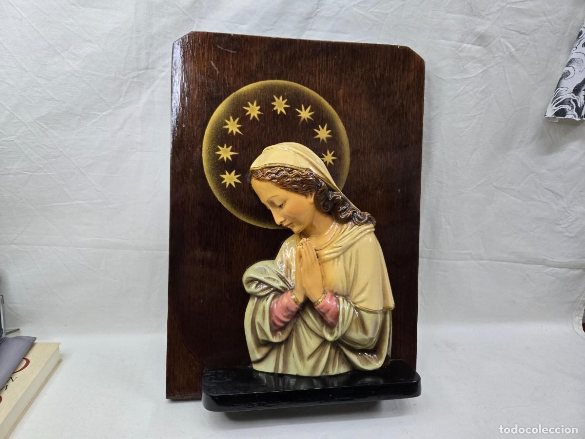 Antig&uuml;edades: ANTIGUA VIRGEN EN MARCO DE MADERA - Foto 1