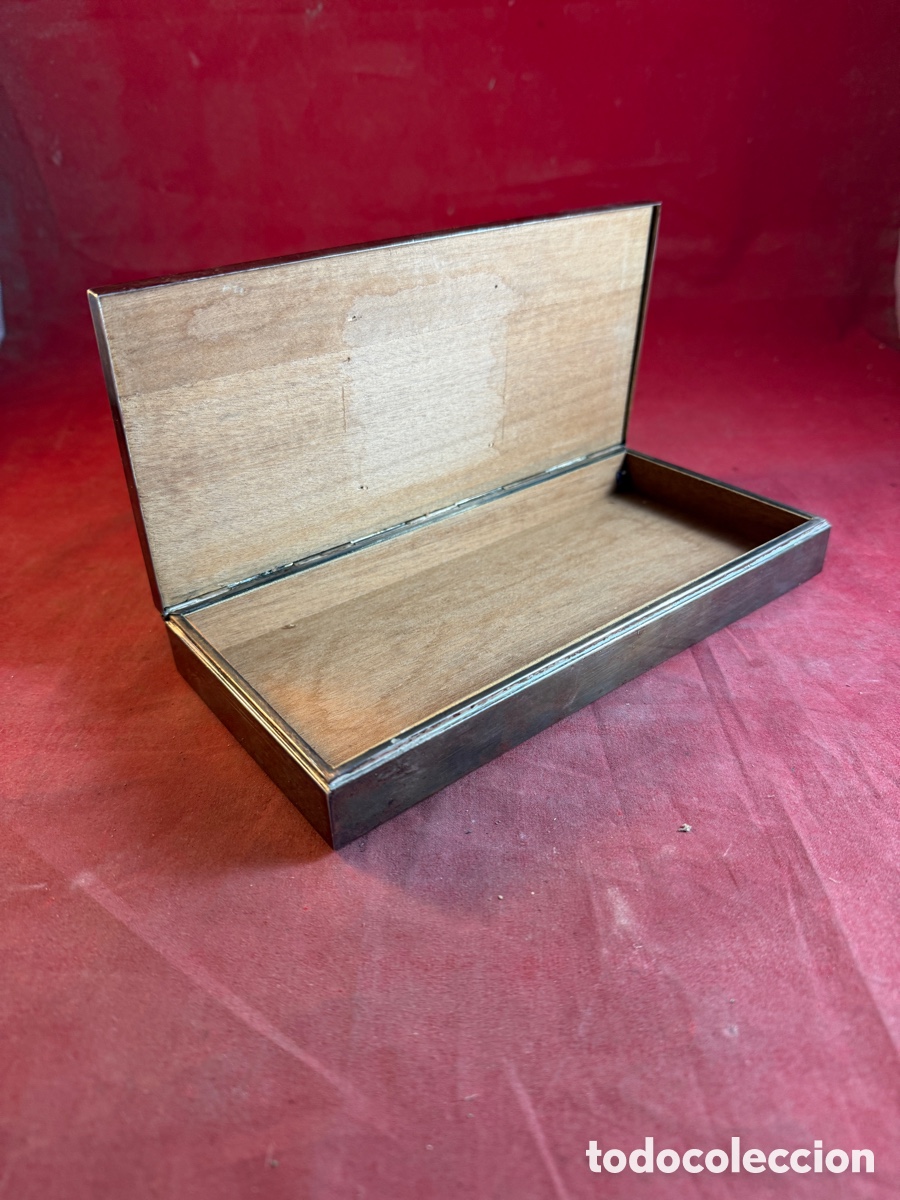 Antig&uuml;edades: Antigua caja de madera, plata y esmalte - Foto 2