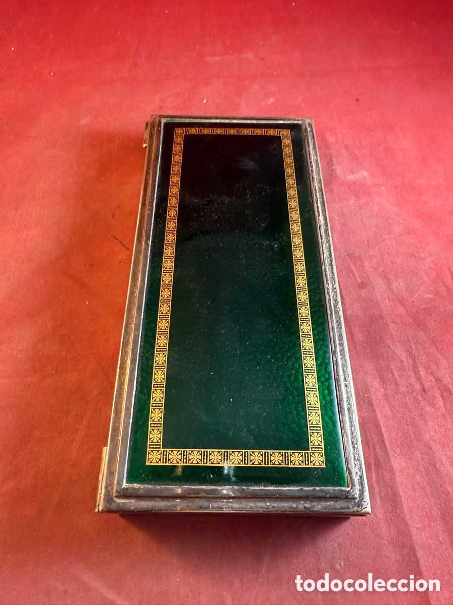 Antig&uuml;edades: Antigua caja de madera, plata y esmalte - Foto 3