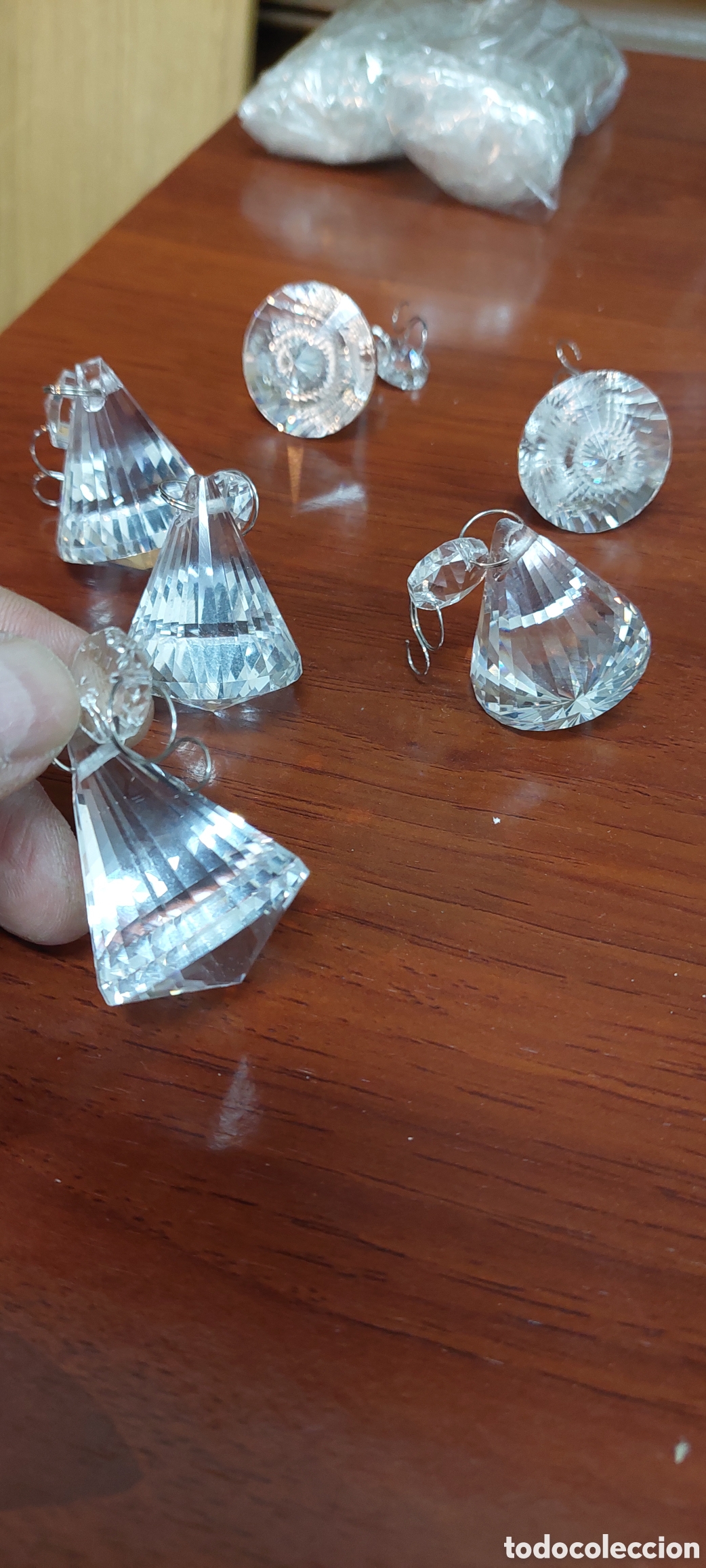 Antig&uuml;edades: 8 piezas pendulo de cristal. - Foto 2