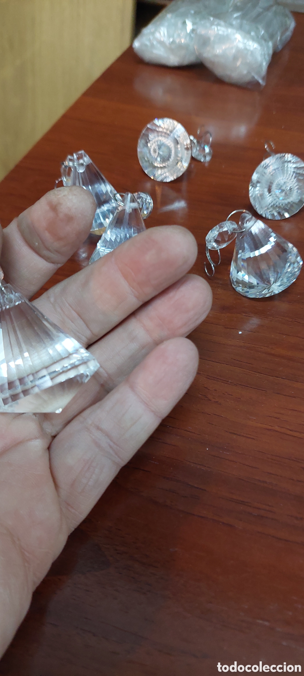 Antig&uuml;edades: 8 piezas pendulo de cristal. - Foto 4