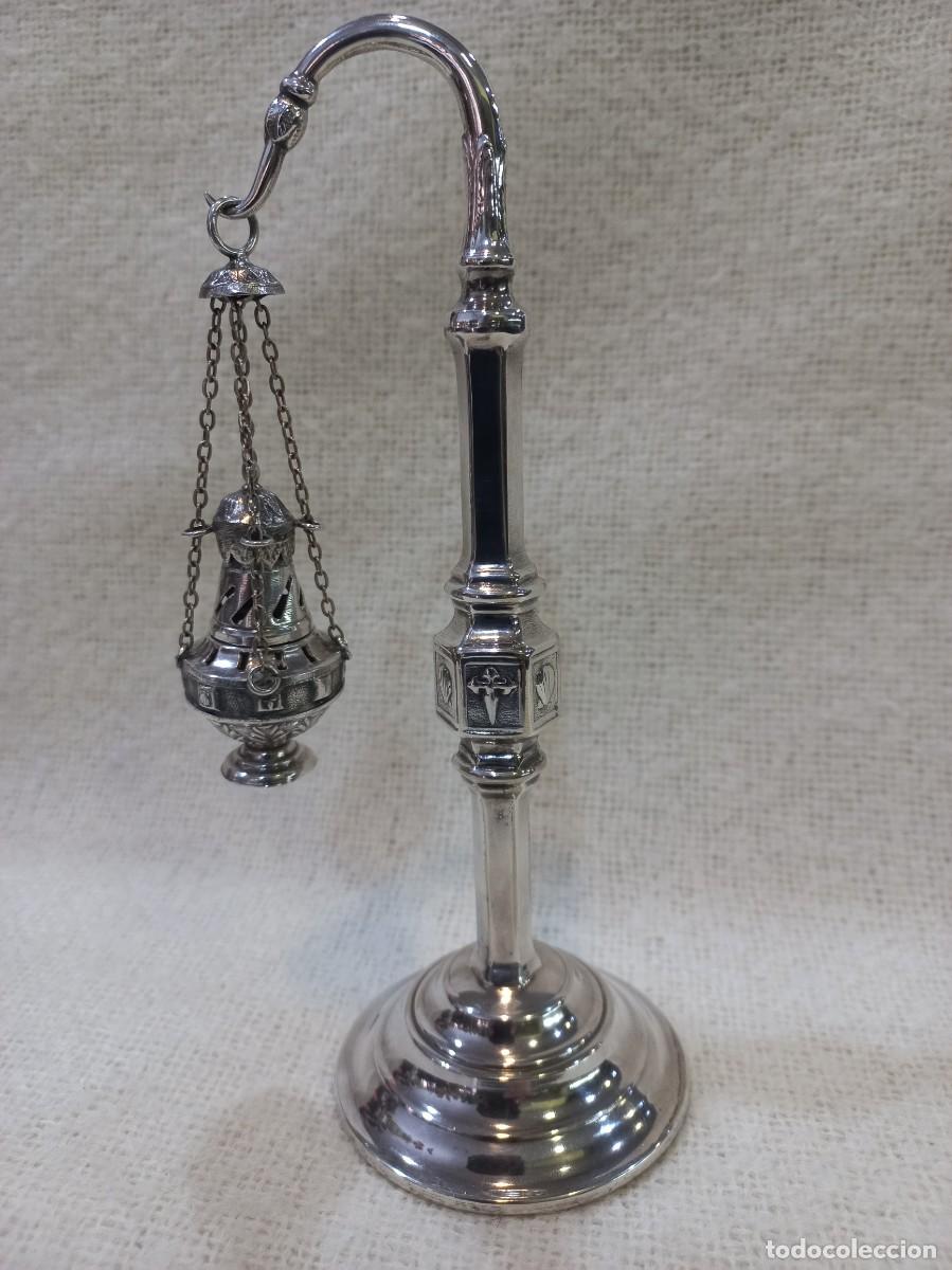 Antig&uuml;edades: BOTAFUMEIRO (alpaca plateada) 19cm - Foto 2