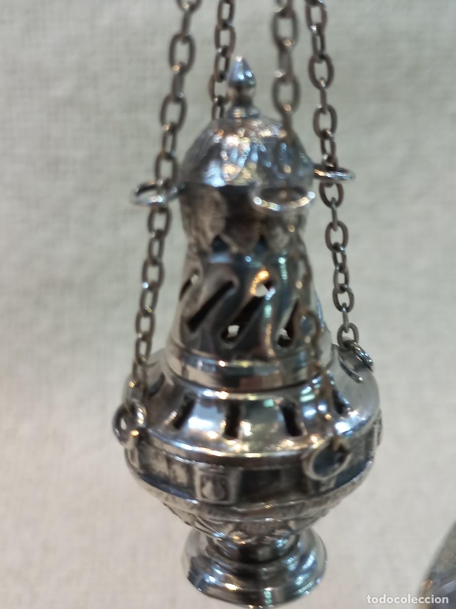 Antig&uuml;edades: BOTAFUMEIRO (alpaca plateada) 19cm - Foto 8