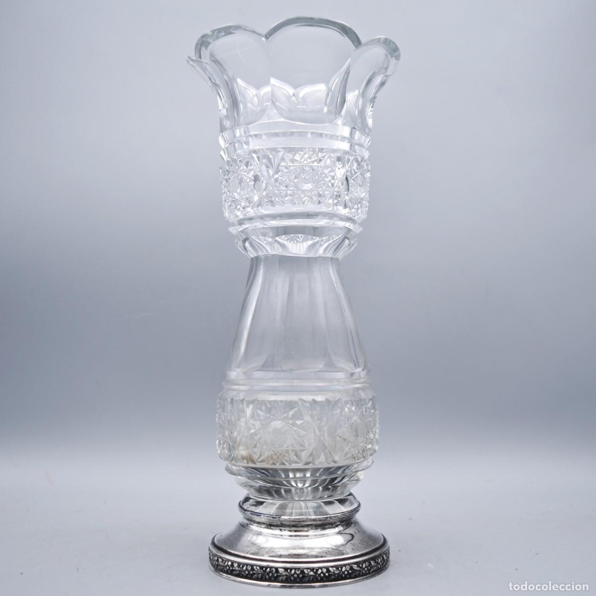Antig&uuml;edades: Jarr&oacute;n de cristal tallado y base de plata - Foto 8