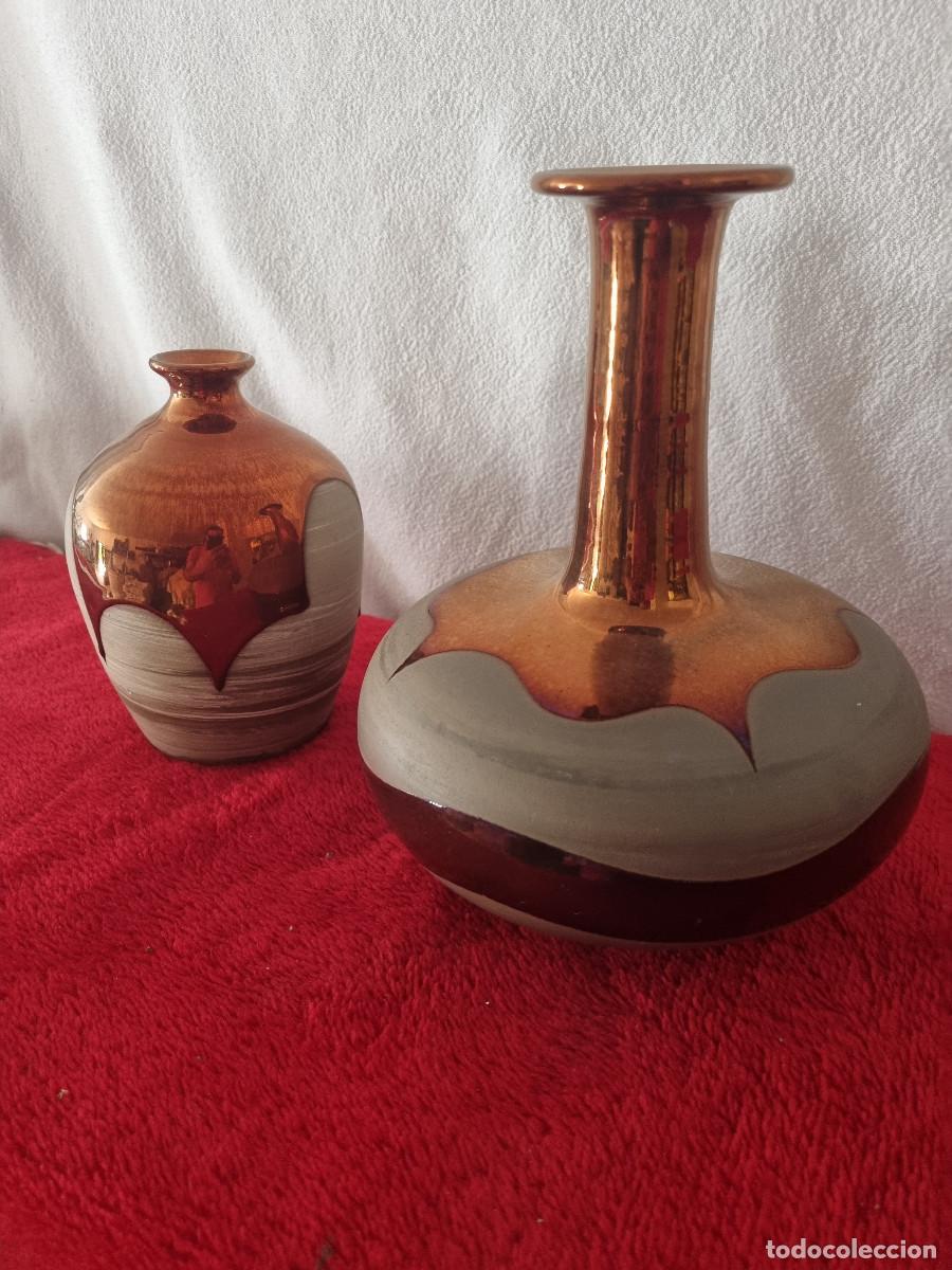 Antig&uuml;edades: PAREJA DE JARRONES CERAMICA ESMALTADA - Foto 2