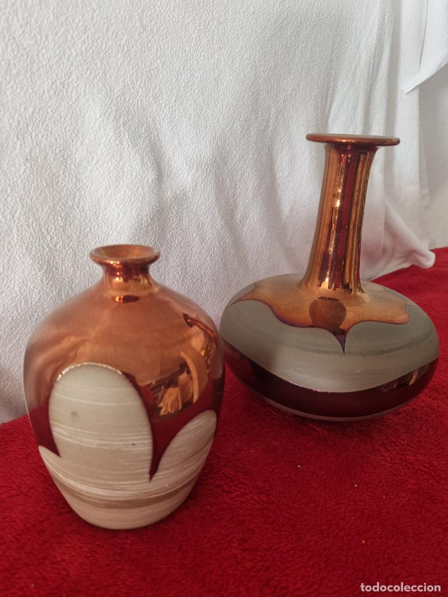 Antig&uuml;edades: PAREJA DE JARRONES CERAMICA ESMALTADA - Foto 3