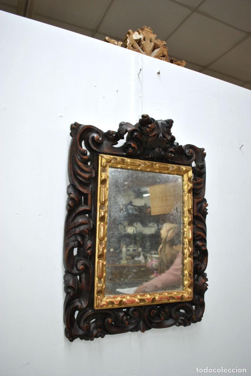 Antig&uuml;edades: ESPEJO DE MADERA Y ORO - Foto 2