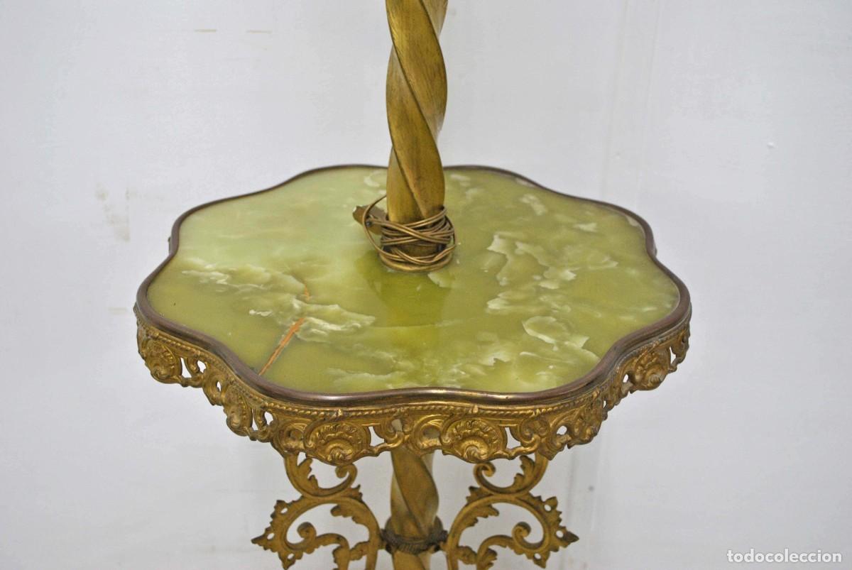 Antig&uuml;edades: L&Aacute;MPARA DE PIE BRONCE Y M&Aacute;RMOL - Foto 4