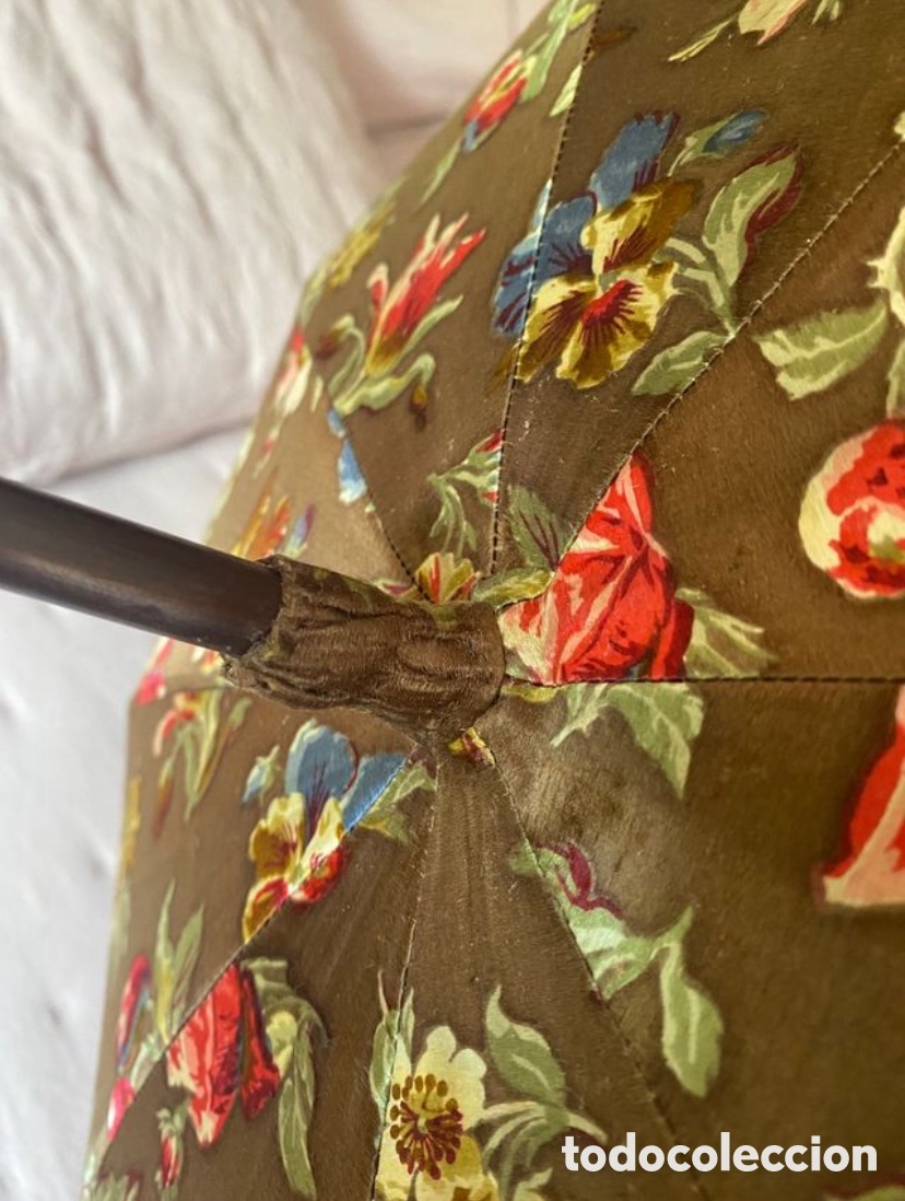 Antig&uuml;edades: Sombrilla parasol de seda antigua - Foto 3