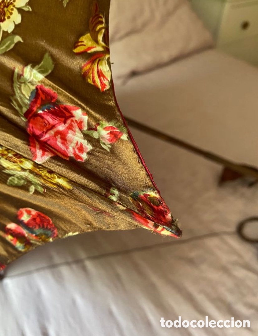 Antig&uuml;edades: Sombrilla parasol de seda antigua - Foto 4