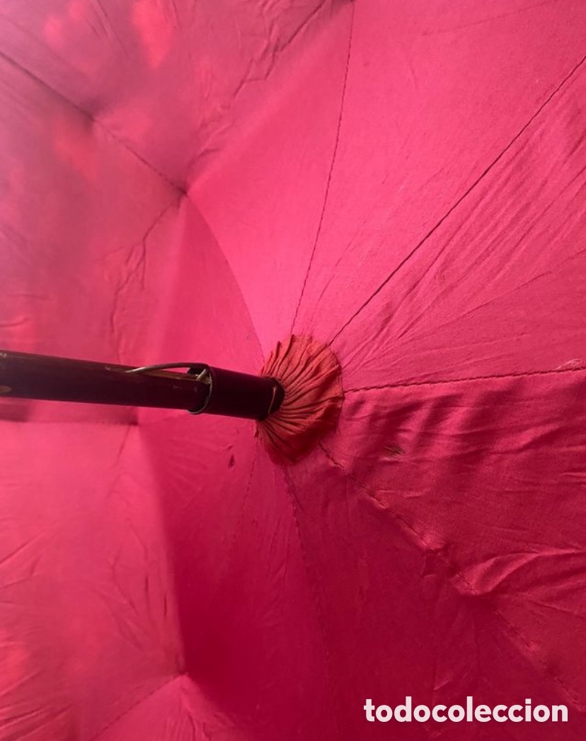 Antig&uuml;edades: Sombrilla parasol de seda antigua - Foto 7