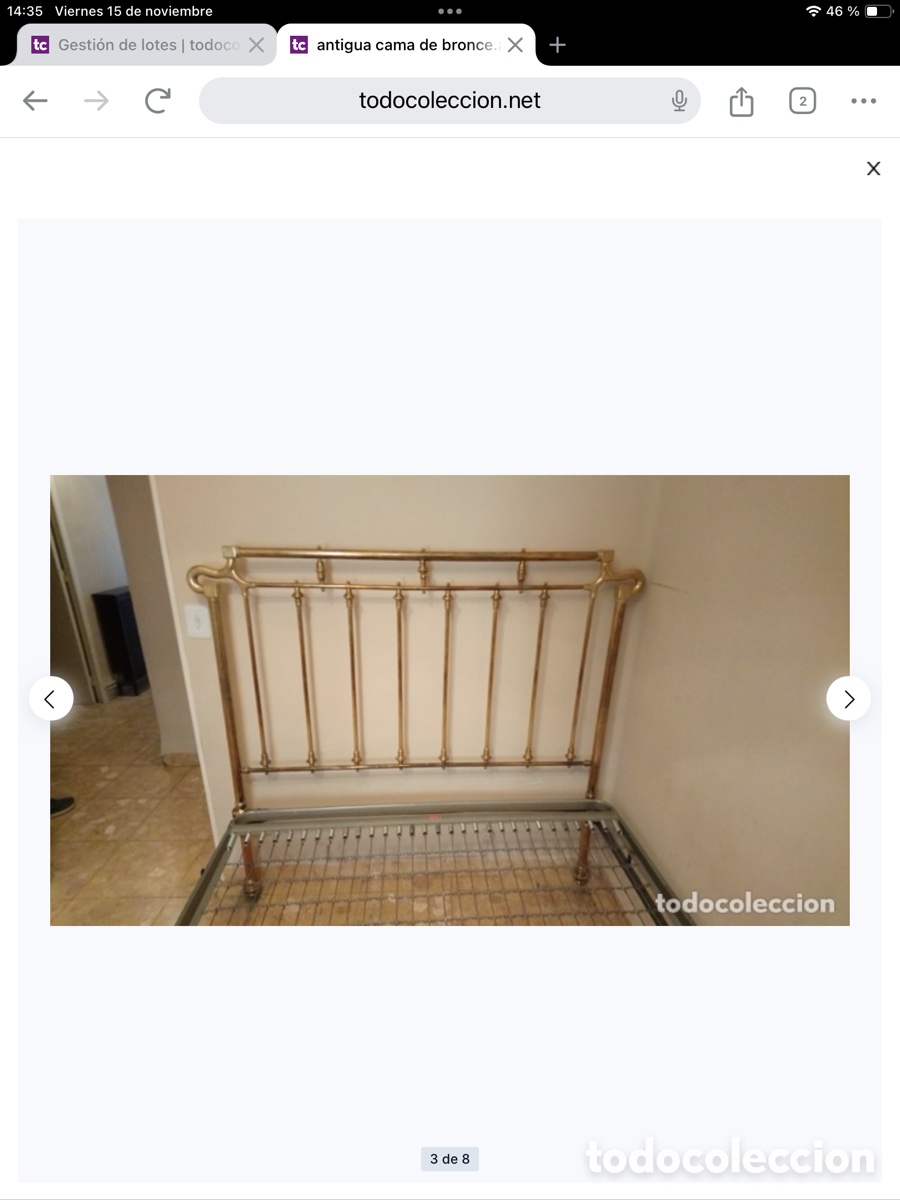 Antig&uuml;edades: Antigua cama de bronce - Foto 2