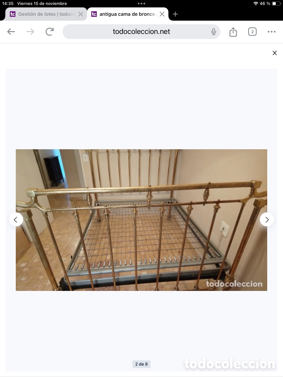 Antig&uuml;edades: Antigua cama de bronce - Foto 3