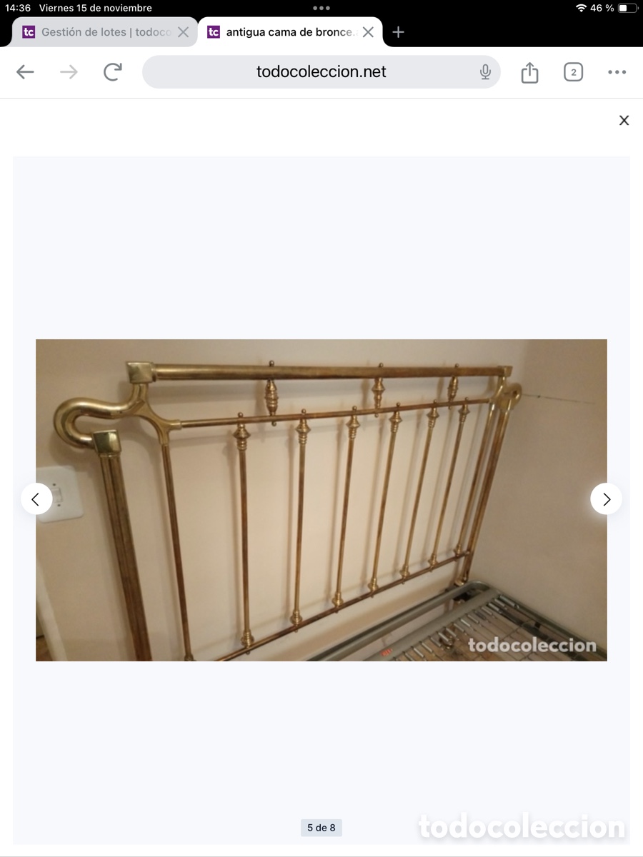 Antig&uuml;edades: Antigua cama de bronce - Foto 4