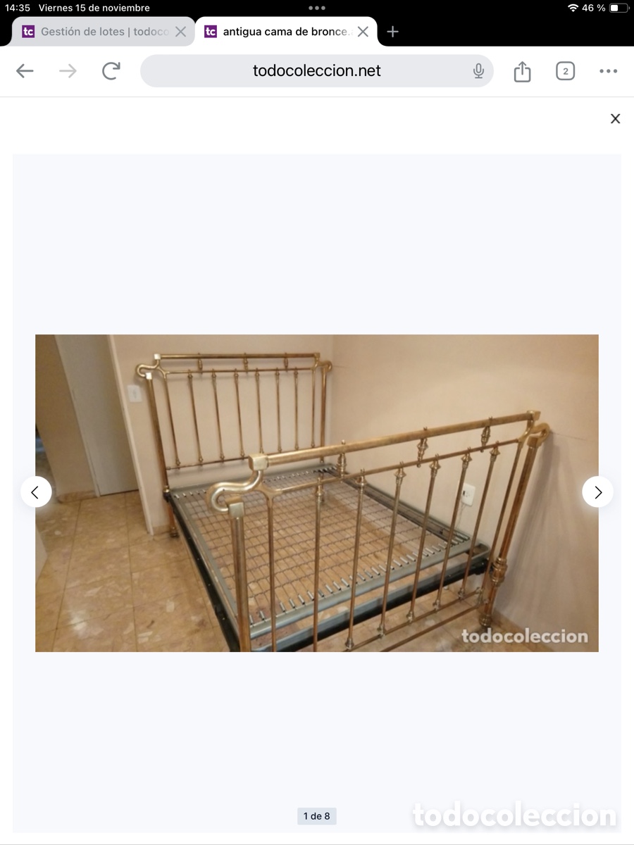 Antig&uuml;edades: Antigua cama de bronce - Foto 1