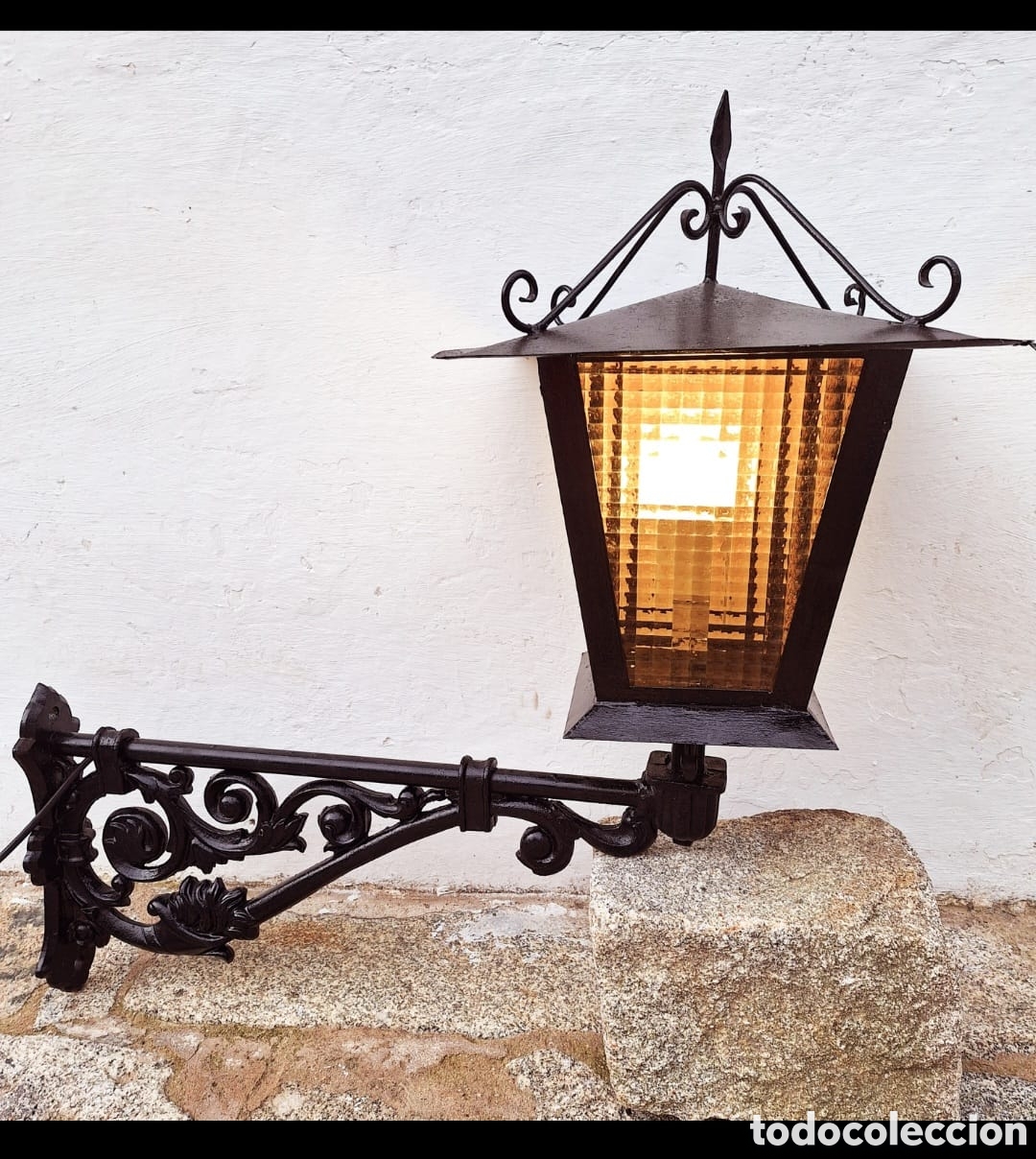 Antig&uuml;edades: Gran Farol antig&uuml;o de pared de hierro - Foto 3