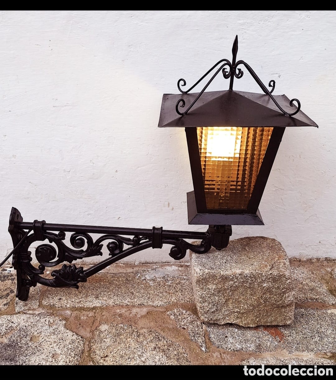 Antig&uuml;edades: Gran Farol antig&uuml;o de pared de hierro - Foto 5