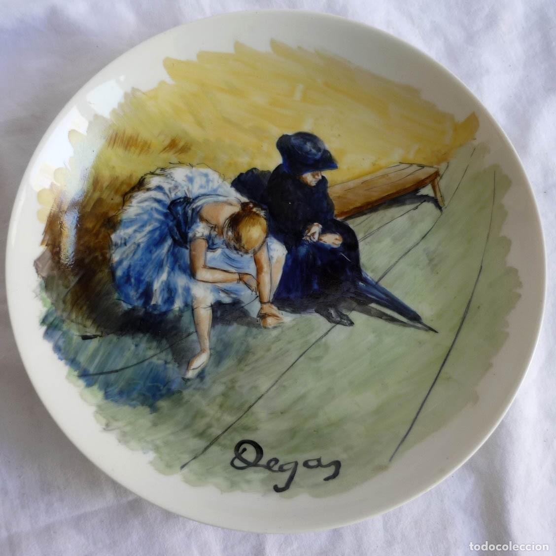 Antig&uuml;edades: Plato con copia pintada a mano de obra de Deg&aacute;s - Foto 1