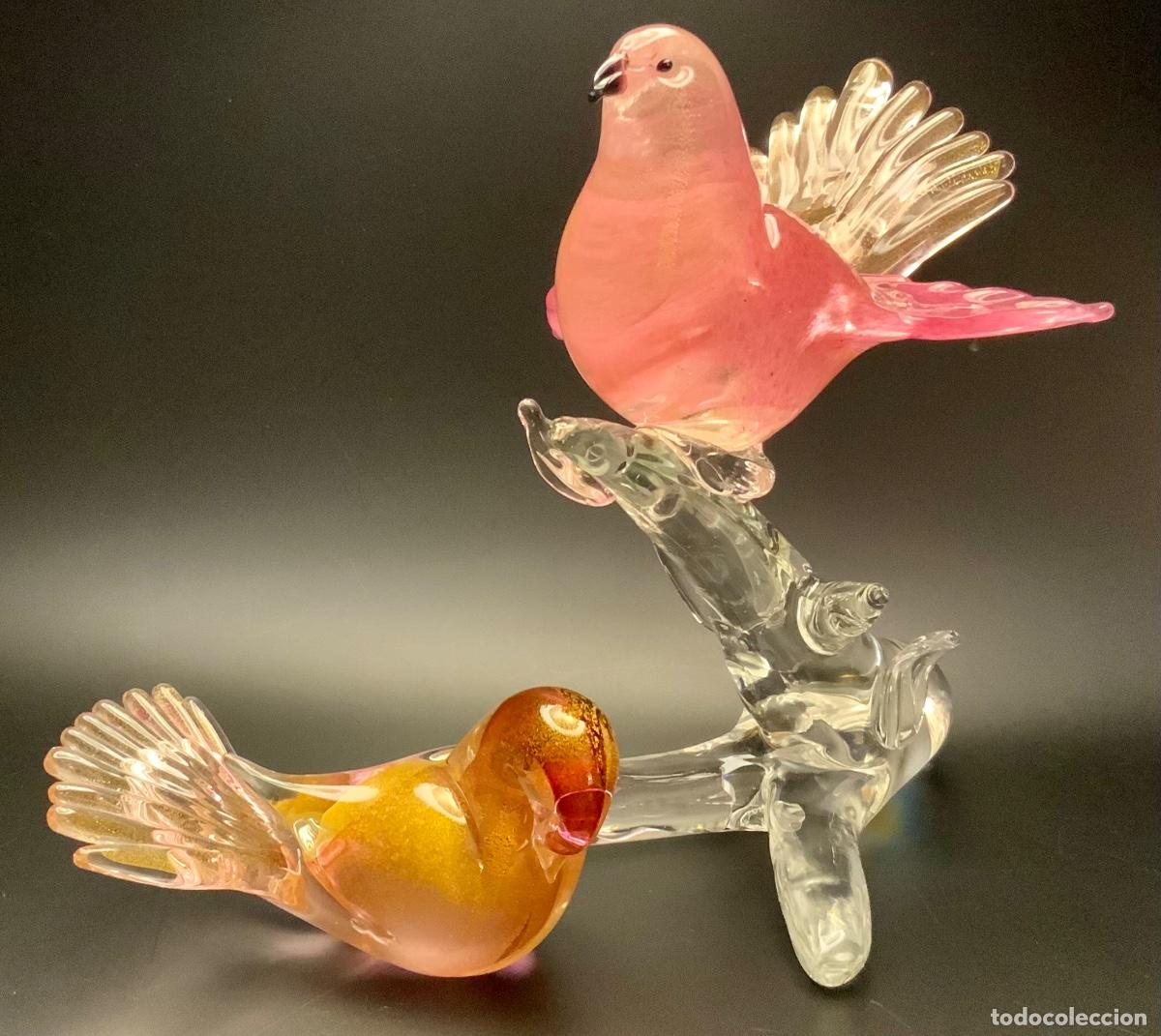 Antig&uuml;edades: MURANO FORMIA CONJUNTO PALOMAS - Foto 2