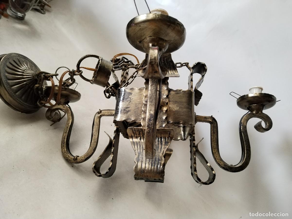Antig&uuml;edades: lampara de techo en hierro de forja dorada - Foto 3