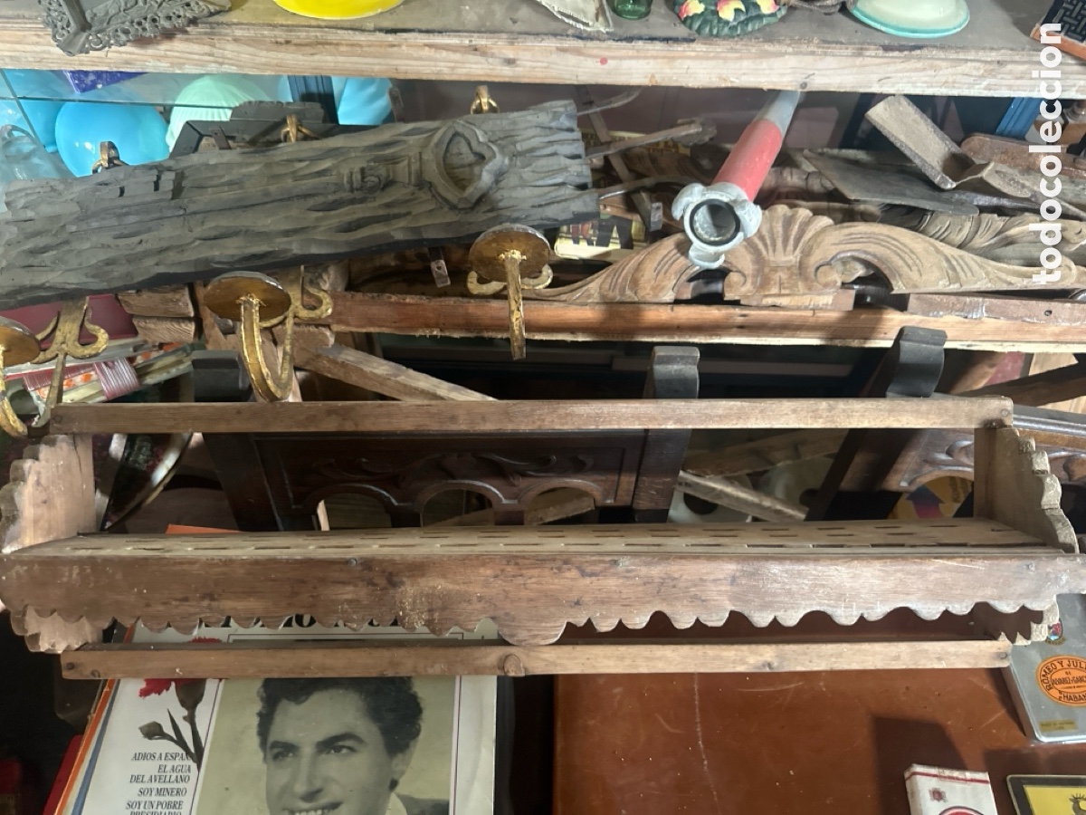 Antig&uuml;edades: Cucharero de madera antiguo tallado - Foto 2