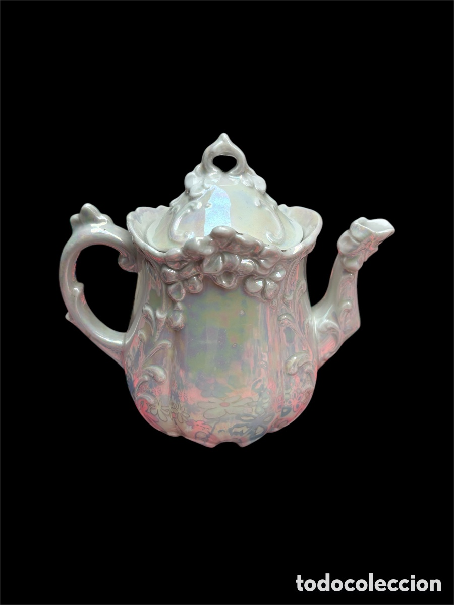 Antig&uuml;edades: PRECIOSA CAFETERA TETERA MODERNISTA DE REFLEJOS - Foto 4