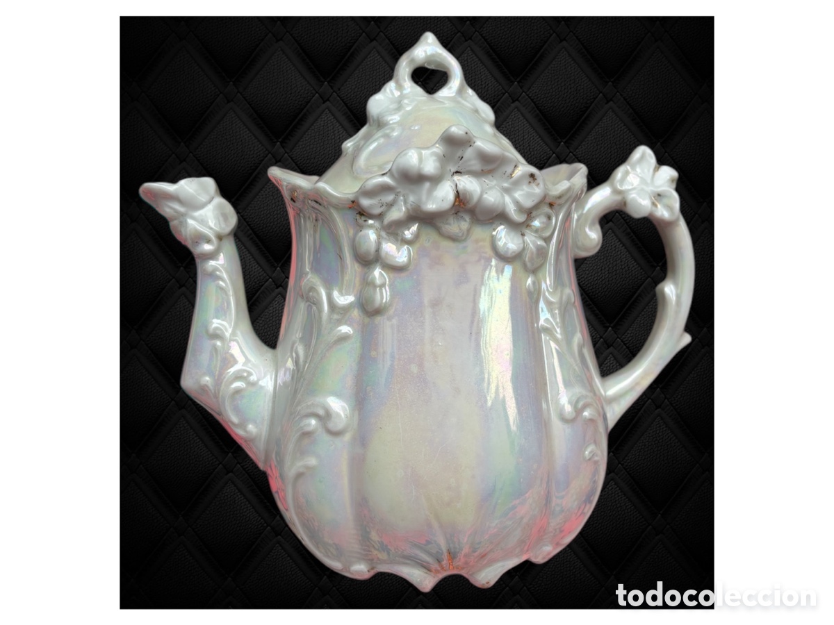 Antig&uuml;edades: PRECIOSA CAFETERA TETERA MODERNISTA DE REFLEJOS - Foto 1