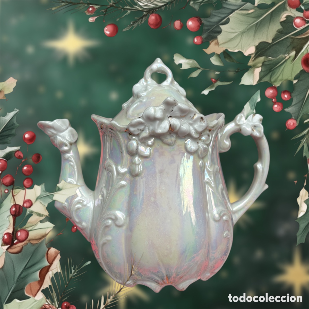 Antig&uuml;edades: PRECIOSA CAFETERA TETERA MODERNISTA DE REFLEJOS - Foto 2